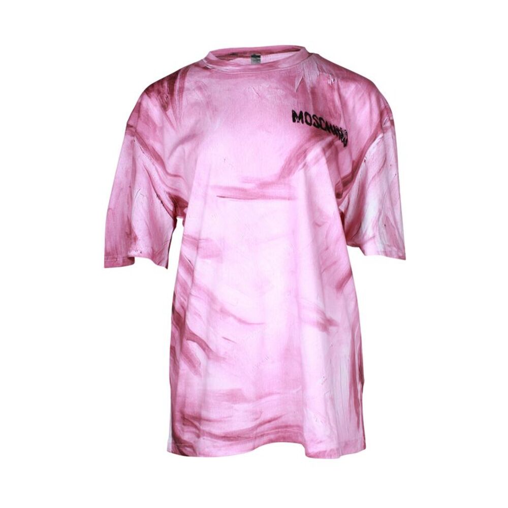 Moschino Paint Brush Logo T-shirt in Pink Cotton